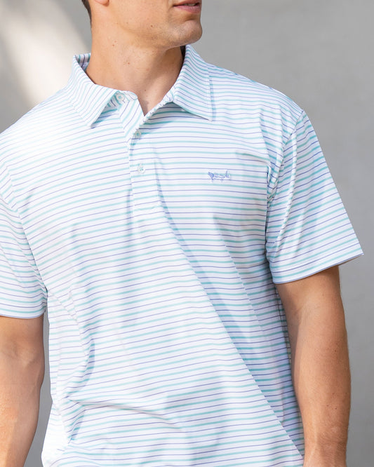 Bay Green and Plumb Performance Polo